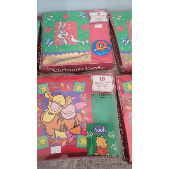 Vintage 1999 Cleo Disney Winnie the Pooh & Looney Tunes Christmas Cards NWT - Picture 12 of 16